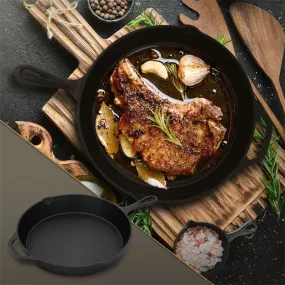 Gietijzeren pan met dubbele handgreep &amp; schenktuit voor kamperen en buitengebruik Ø31 cm Zwart BBQ#BOSS