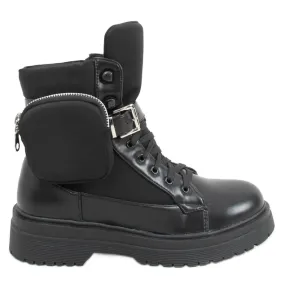 Militaire laarzen met portemonnee zwart A9876 Zwart