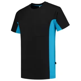 TRICORP TSHIRT WORKWEAR 102002 190GR ZWART/TURQUOISE MAAT M